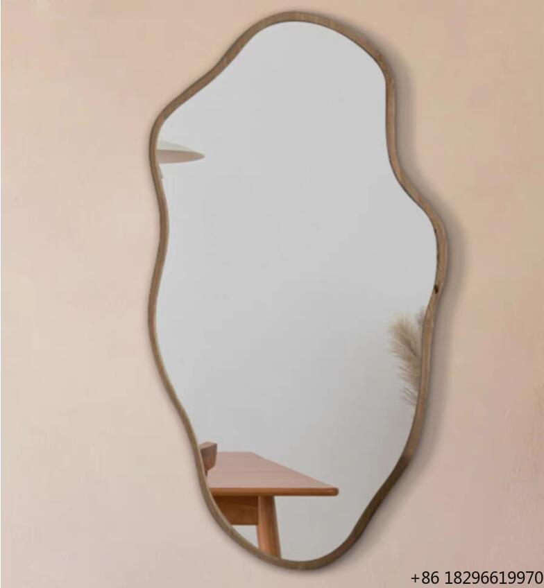Home Bathroom Mirror - Асимметричное деревянное настенное зеркало в скандинавском